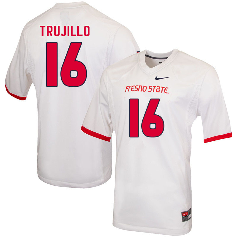 Men #16 Alec Trujillo Fresno State Bulldogs College Football Jerseys Sale-White
